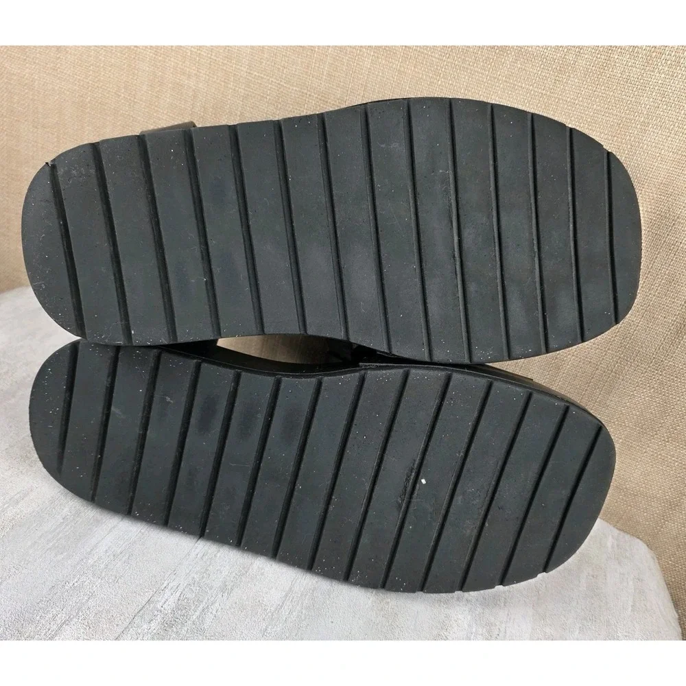 Torrid Women's Black Chunky Wedge Heel Gladiator‎ Sandals Grunge Goth Sz 10.5WW